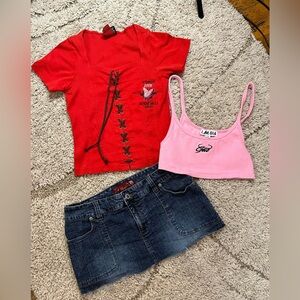 Vintage sono skirt , biker shirt and I.AM.GIA Tank Top